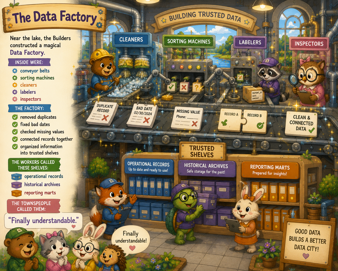 The magical Data Factory organizing information into trusted shelves