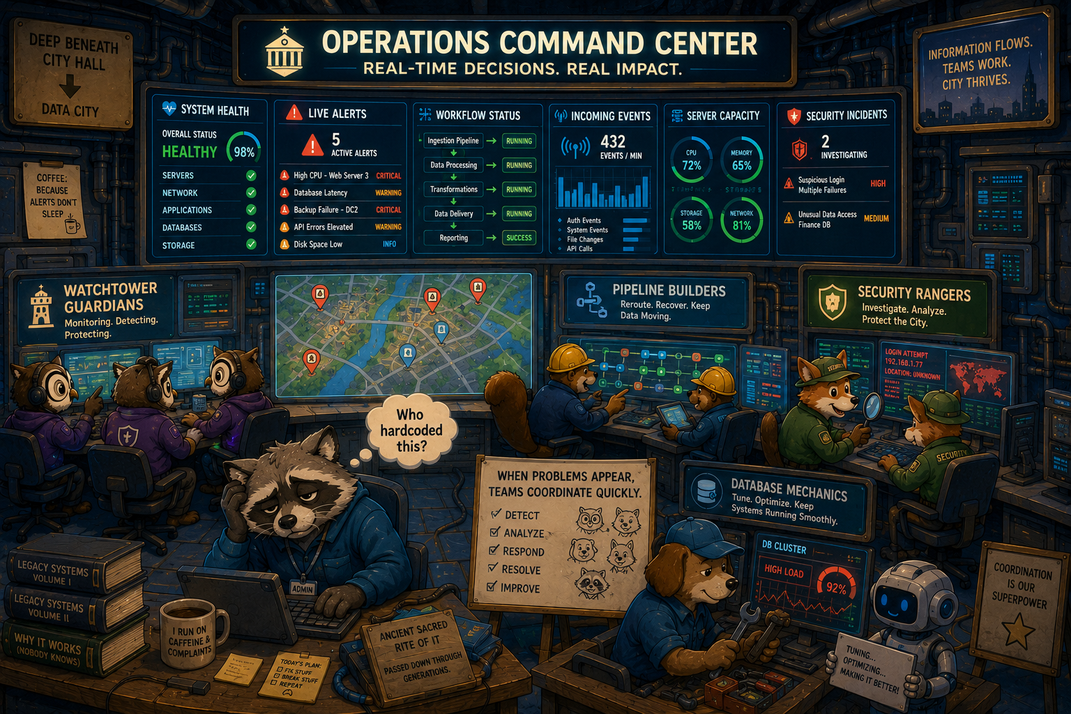 The Operations Command Center coordinating real-time alerts and response