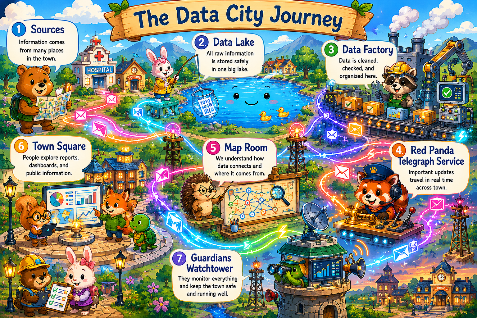 The Data City journey from sources to the Watchtower